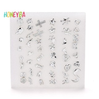< Honeyba > 24 Cặp Thời Trang Bán Buôn Mix Bạc Mạ Bạc Bông Tai Nhựa