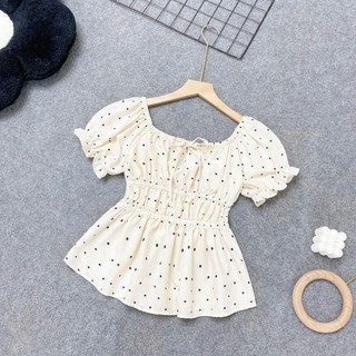 Áo kiểu bigsize nữ  nhún eo co giãn, che khuyết điểm, tay phồng cổ vuông  hottrend xinh xắn dễ phối đồ  55-95kg- A282