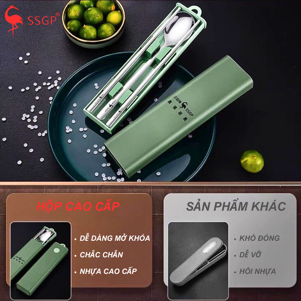 Bộ muỗng ăn văn phòng Frankfurt Inox 316 SSGP - bộ muỗng đũa inox, muỗng đũa cá nhân, muỗng du lịch