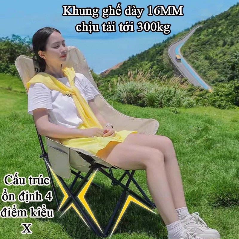 WTHB Outdoor Ghế cắm trại lưng cao gấp gọn Chịu lực 300kg điều chỉnh linh hoạt tiện mang đi Đi câu dã ngoại siêu