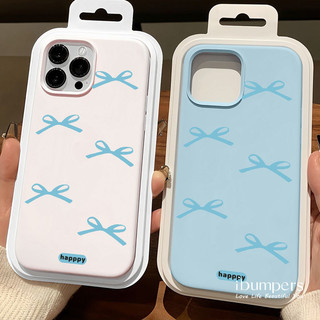 ibumpers Ốp Điện Thoại iPhone Họa Tiết Nơ Xanh Đơn Giản Cho IPhone 16 15 14 12 13 11 Pro Max IP 7 8 Plus X XS XR Ốp Lưng Silicon Lỏng Mềm