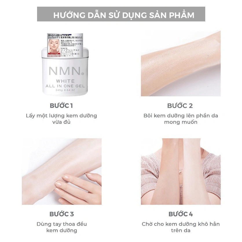 Kem, Gel Dưỡng Trắng Da NMN White All In One Gel nhật bản ngừa lão hóa  245g