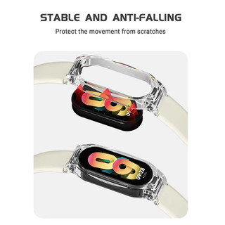 2in1 Dây Đeo Silicon Mềm + Ốp Lưng Cho Xiaomi Miband 10 / 9 / 8 NFC Phiên Bản Gốm Sứ Vòng Tay Thể Thao Bao Da Dây Đeo Tay Thay Thế