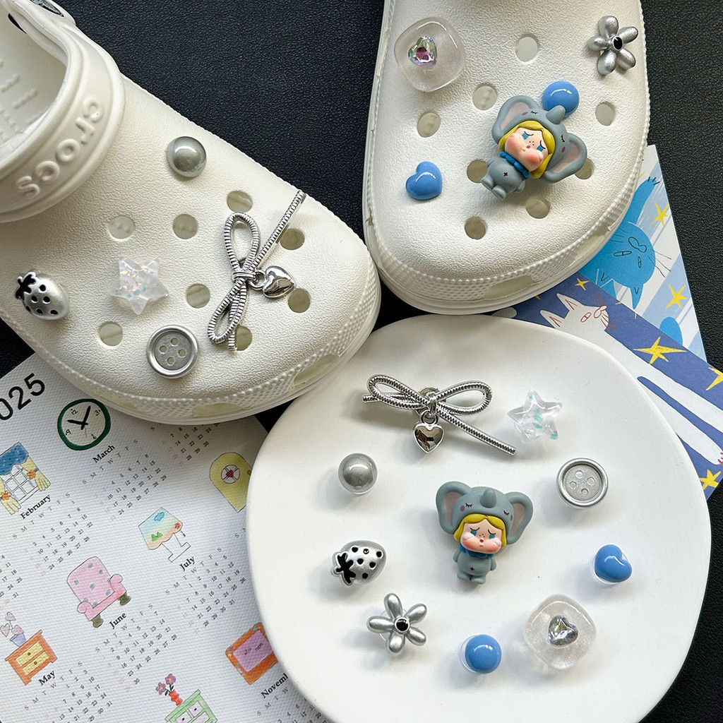 Phụ kiện hoa cho Crocs/giày lỗ Pop Mart, phù hợp cho bé, có thể tháo rời, nhiều mẫu hoa