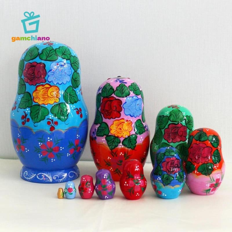 Gamchiano 10 Miếng Làm Tổ Búp Bê Matryoshka Xếp Chồng Bộ Sưu Tập Thủ Công Gỗ Dễ Thương Xếp Chồng Tổ Bộ Để Trang Trí Nhà Cửa Sinh Nhật