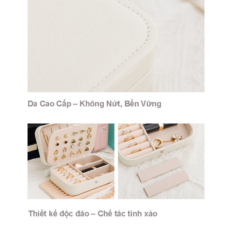 Hộp Đựng Trang Sức Du Lịch Cao Cấp - Da PU Sang Trọng, Ngăn tiện lợi, Thiết kế nhỏ gọn