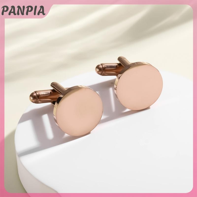 PANPIA-Round Thép không gỉ 15mm Khuy măng sét nam đánh bóng gương