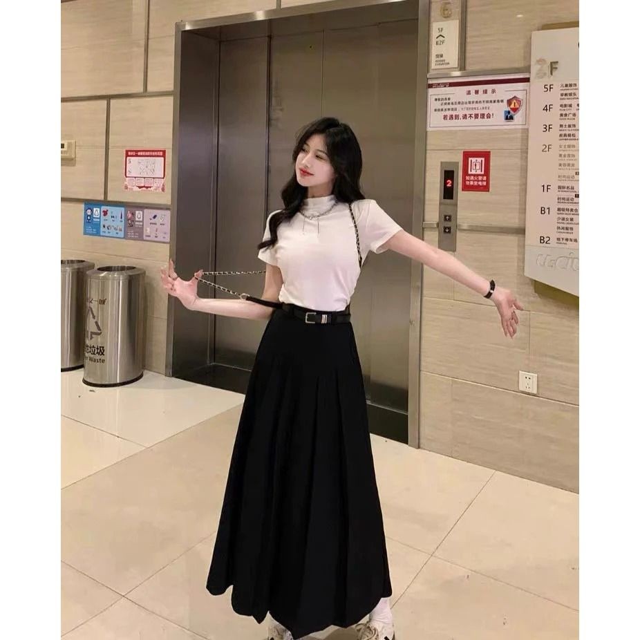 Chân váy dài xếp ly phong cách hàn quốc hot trend dáng dài ~90cm chất vải vitex cao cấp CV05B