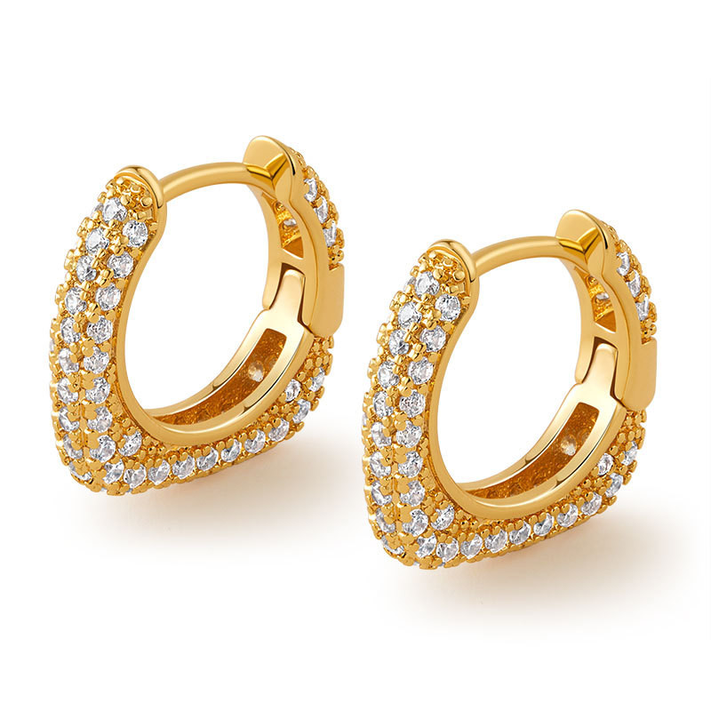 Bông Tai Vuông Đính Zircon Mạ Vàng, Thiết Kế Sang Trọng Nhẹ Nhàng