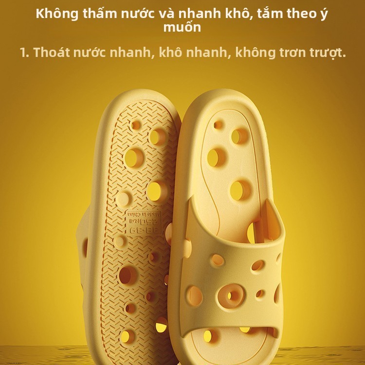 Phô Mai Tắm Tắm Dép Phòng Tắm Nữ Mùa Hè Rỗng Rò Rỉ Trong Nhà Cặp Đôi Chống Trơn Trượt Hộ Gia Đình Dép Sli