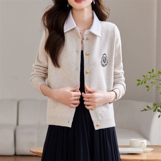 Áo sơ mi cardigan cổ dệt kim nữ, áo khoác phong cách Hàn Quốc thời thượng cho xuân thu