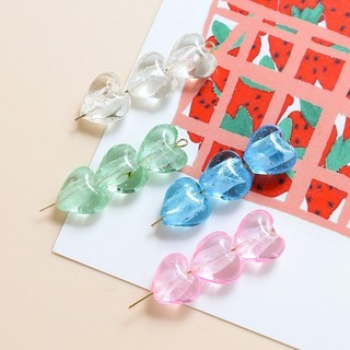Trong Suốt Vàng Nhăn Phong Cách Nhật Bản Kính Trái Tim Lỗ Thẳng Hạt DIY Handmade Trang Sức Tay Vòng Cổ Bông Tai Hạt Phụ Kiện