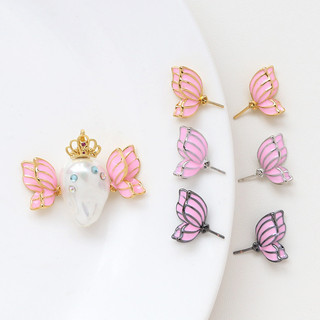 Đồng mạ vàng thật, cánh tiên bướm ma phủ dầu, ngọc trai baroque, phụ kiện trang sức thủ công DIY.