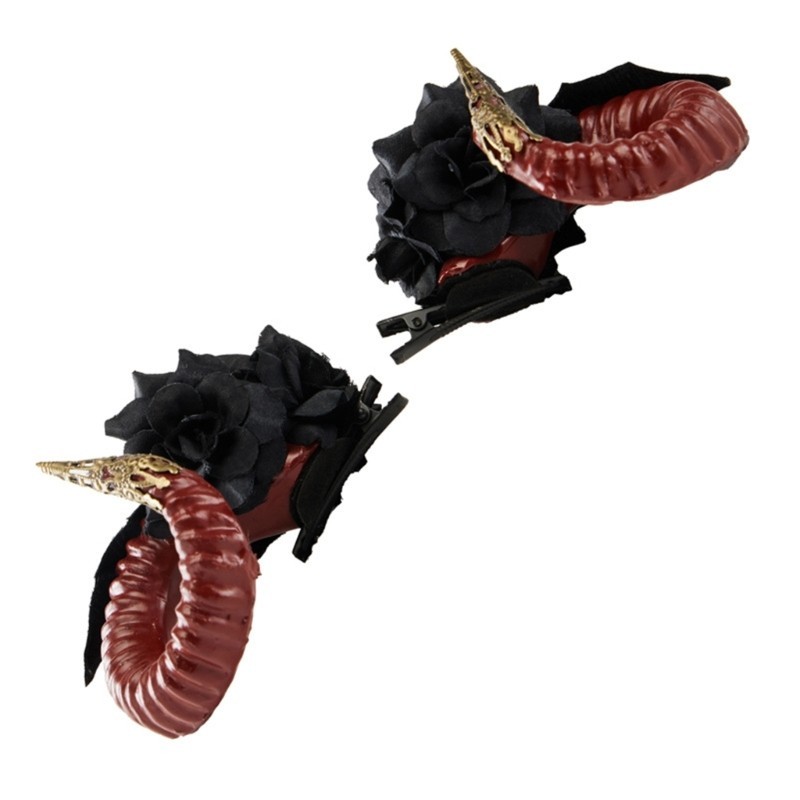 Bầu Trời COSPLAY Phù Thủy Sừng Quỷ Cừu Kẹp Tóc Cho Lễ Hội Tiệc Handmade Gothic Trang Phục Tiệc Quỷ