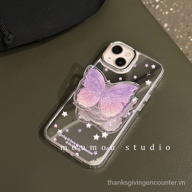 Huiwanju Moumou studio gương bướm thích hợp cho Apple 14 iPhone 13 vỏ điện thoại 12 promax girl CFMY