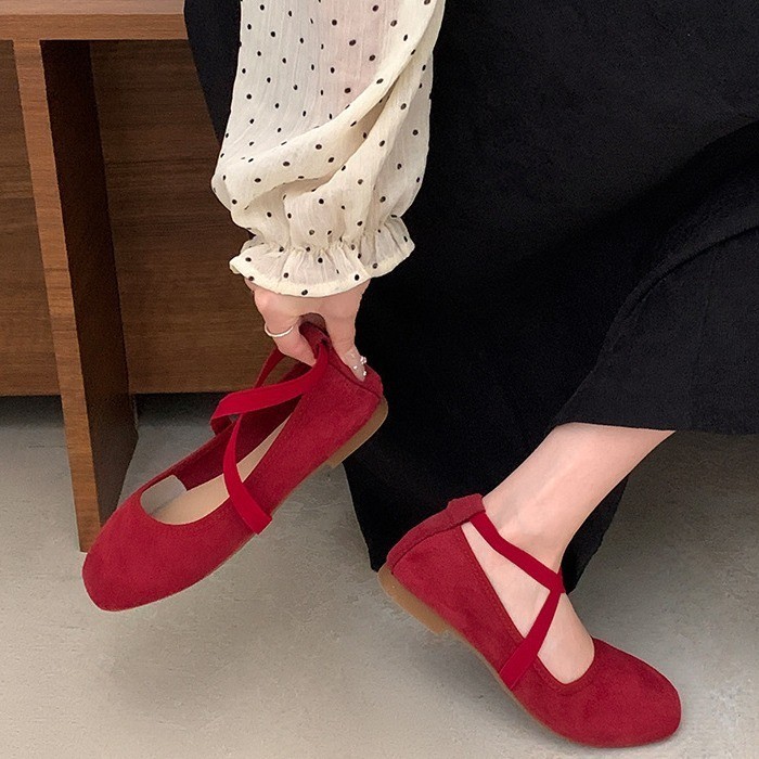 Thời Trang Thanh Lịch Màu Hồng Ballet Flat Bơm Nữ Đế Mềm Mary Jane Giày