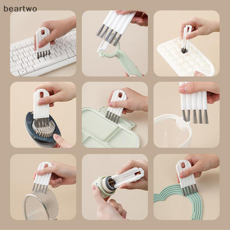 < Beartwo > al Cup Brush Cover Crevice Dụng cụ làm sạch tiện ích cho bàn chải làm sạch gia đình có tay cầm cong đẹp