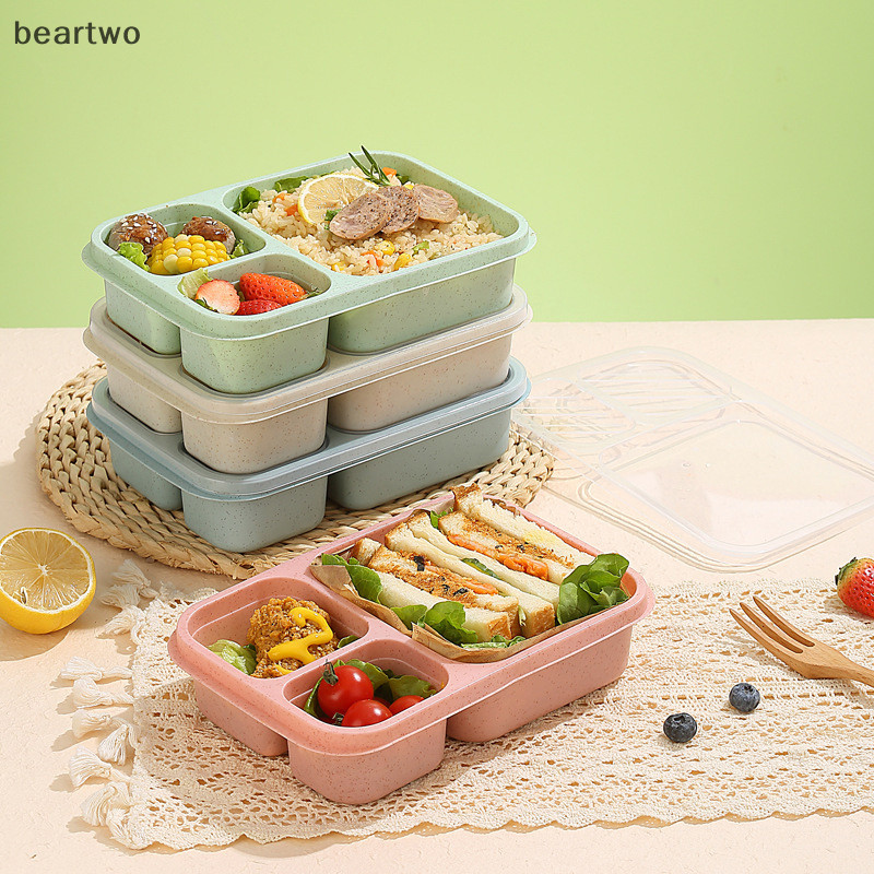 < Beartwo > Hộp Cơm Trưa Lò Vi Sóng Rơm Lúa Mì Đồ Ăn Hộp Bảo Quản Thực Phẩm Trẻ Em Trẻ Em Trường Văn Phòng Hộp Bento Di Động Túi Ăn Trưa Đẹp