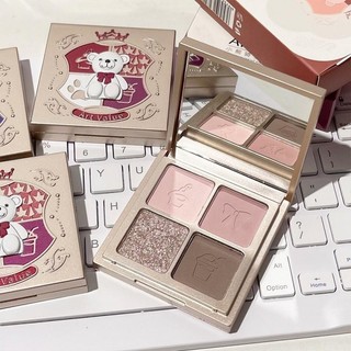 Giá trị nghệ thuật Bear Rider Phấn mắt bốn màu Giá trị nghệ thuật ✷ ❈ ♤ ♤ ✲ ❈ ❈ Earthy Matte Fine Shimmer Brightening Bảng phấn mắt hoạt hình đa năng Trang điểm mắt