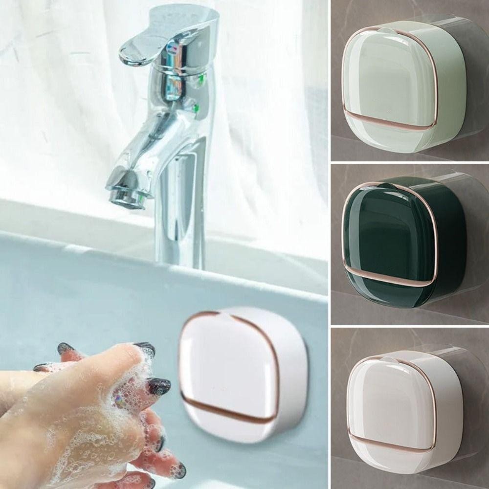 Hộp đựng xà phòng WOODNEST, Không đục lỗ kèm hộp thoát nước Đĩa xà phòng, Phụ kiện phòng tắm chống nước lật treo tường