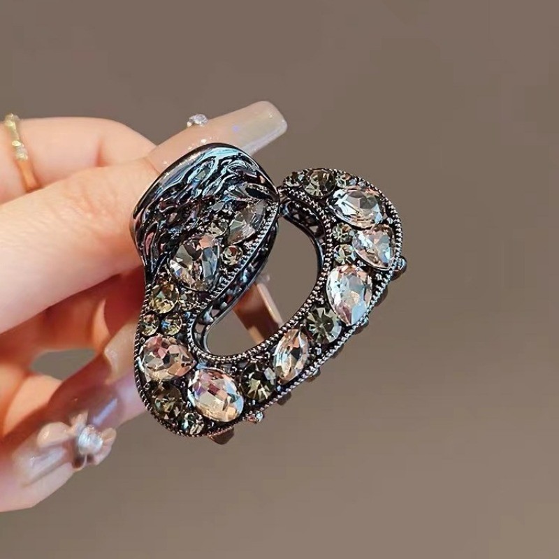 Mauropoli [Sẵn Sàng] Đầu Sau Phong Cách Mới Kẹp Tóc Đen Kẹp Trung Bình Nửa Tie Mũ Đội Đầu Tóc Kẹp Tóc Kẹp Tóc Hình Học Cá Mập Kẹp