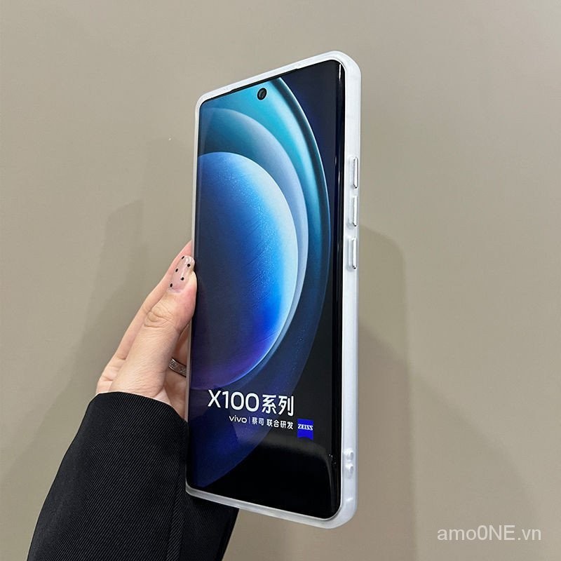 Trường hợp đối với Vivo x100 Pro Aurora Lava tuyết núi Acrylic Frosted Laser trở lại tấm Drop-proof chịu mài mòn máy ảnh ống kính bảo vệ Vivo x100 rche