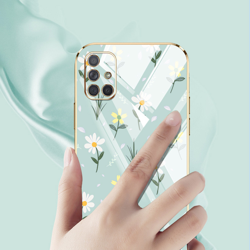 Ốp Điện Thoại YBD Cho Samsung Galaxy A31 A51 A71 4G M51 M31 Prime M30S Hoa Nhỏ Sang Trọng Mạ Điện Silicon Chống Rơi Vỏ Bảo Vệ Điện Thoại