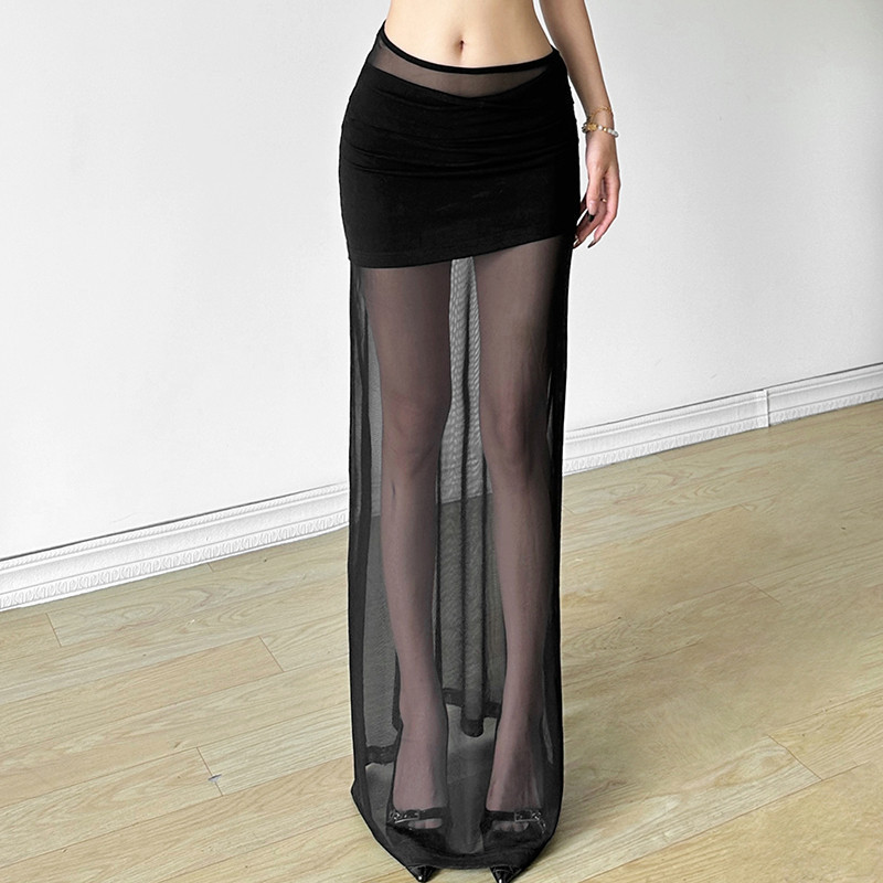 Cutenew Lưới Chắp Vá Váy Dài Nữ Mùa Hè Thanh Lịch Cao Cấp Bodycon Váy Maxi