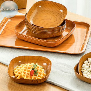 Chenlongshang Sáng Tạo Giả Gỗ Nhựa Ăn Nhẹ Đĩa gar Món Ăn Nhà Sushi Ăn Sáng Trái Cây Khô Ăn Nhẹ Khay Xương Spitg Món Ăn EN