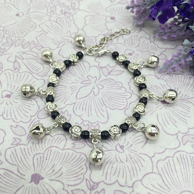 ❣️G GHGl Sẵn Sàng Nhỏ Tươi Phong Cách Dân Tộc Bohemian Retro Tây Tạng Vòng Tay Bạc Nữ Chuông Vòng Chân Cổ Retro Trang Sức