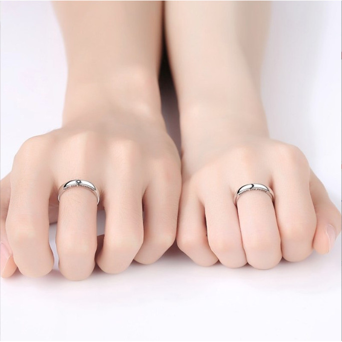 S925 Bạc Nhật Bản Hàn Quốc Độc Đáo Mặt Trăng Ngôi Sao Cặp Đôi Nhẫn Đơn Giản Sáng Tạo Mở Có Thể Điều Chỉnh Nam Nữ Cặp Đôi Nhẫn