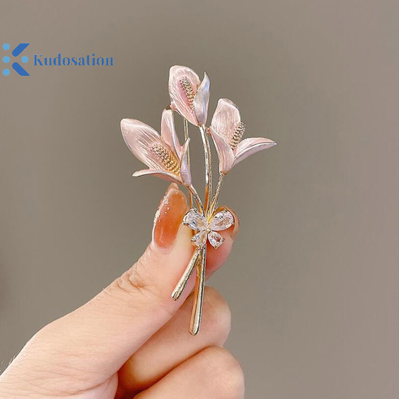Kudosation Pha Lê Hoa Thổ Cẩm Ve Áo Pin Kim Cương Giả Trang Sức Nữ Cưới Chân Lớn Trâm Cài Cho Nữ Xòe Quần Áo Phụ Kiện