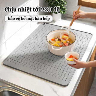 Thảm Silicone Úp Chén Đĩa Ráo Nước Nhanh Khô Chống Trượt, Tấm Lót Nồi, Lót Bếp Silicone Thoát Nước