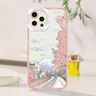 Ốp Lưng Cho Samsung Galaxy Note 10 Lite A81 10 Plus 20 Ultra J4 J6 Plud J2 J7 Prime G530 M23 A72 A73 Vỏ Anime Phong Cảnh Hoa Văn Trong Suốt Dễ Thương Bảo Vệ Camera Vuông