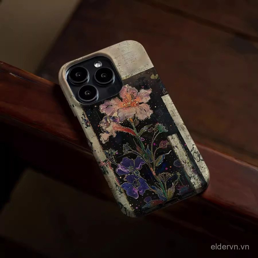 Cô Đơn Hoa QYJS dùng cho IPhone 11 13 14 15 ProMax 12 PRO X XR XSMAX SE 7 8plus 14 15 PLUS nghệ thuật mẫu mới vỏ cứng Vỏ bảo vệ cứng PC sang trọng nhẹ UOXV