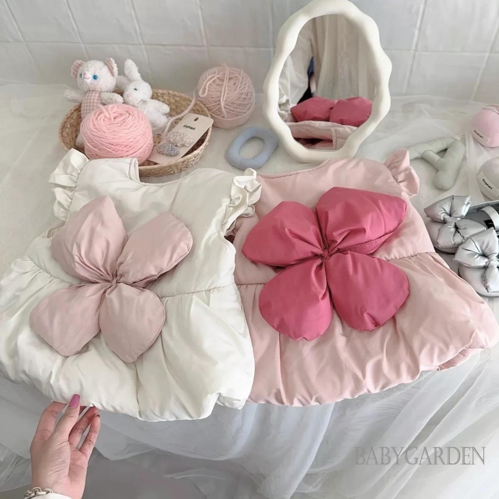 / / -kids / Bé gái Nút Bướm Ấm Áp Cotton Đệm Áo Dày Ngọt Ngào Thu Đông Áo Khoác Áo Khoác Ngoài