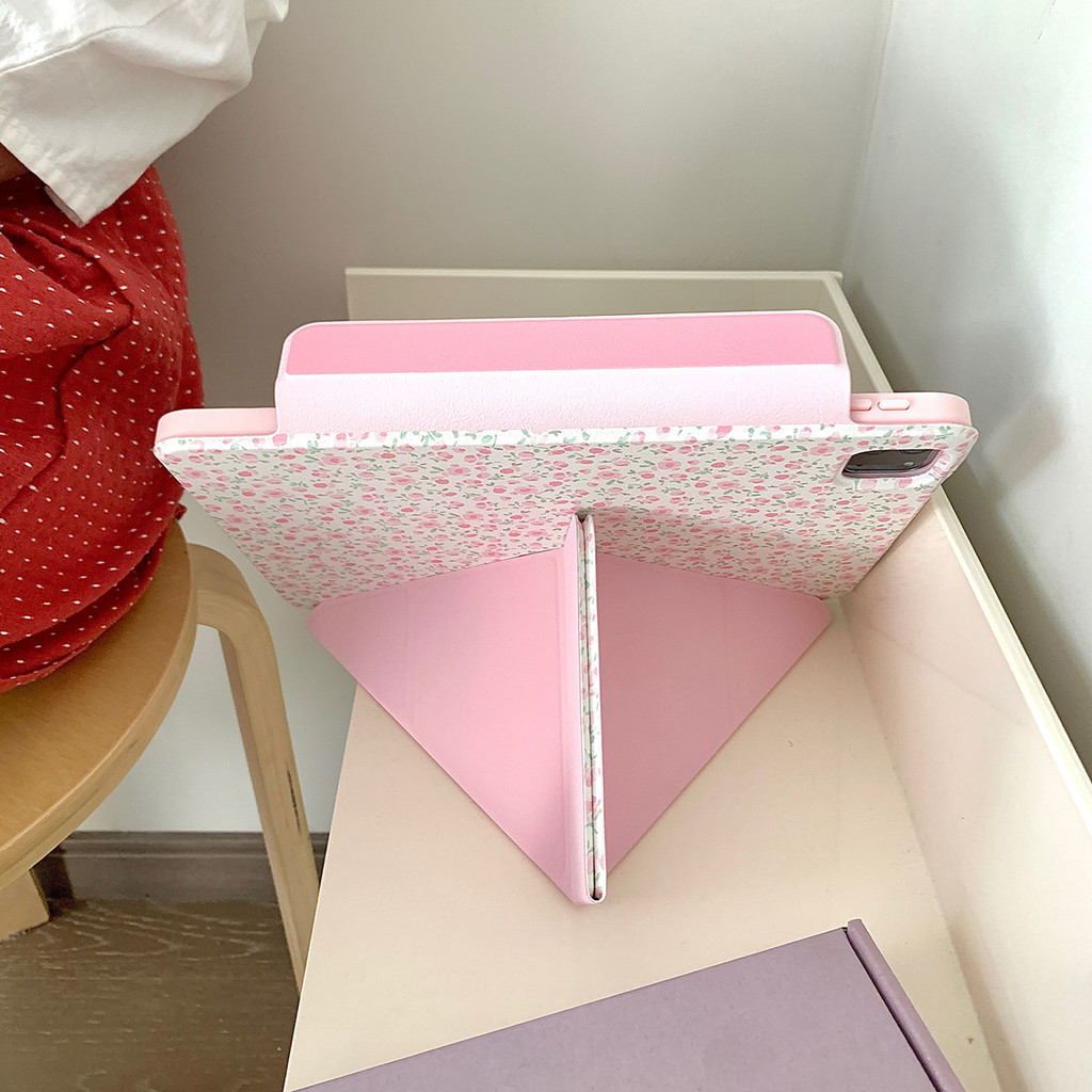 Vỏ Có Thể Tháo Rời Cho Mini6 7 IPad 5 6 7 8 9 Air Air Air2 Air4 Air5 Air6 10.9 "Pro11 Pro12,9 2018 A16 Air M2 Pro M4 11 13 2024 Vỏ Da Nhỏ Hoa Hồng Khe Cắm Bút Chì