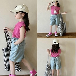 S188- Set áo thun ba lỗ phối quần short đùi cho bé gái size từ 10-30Kg