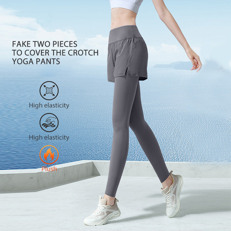Ảnh CAMEL CROWN Quần Yoga Nữ Thu Đông Cao Cấp Plus Nhung Giả Hai Mảnh Quần Thể Thao 4
