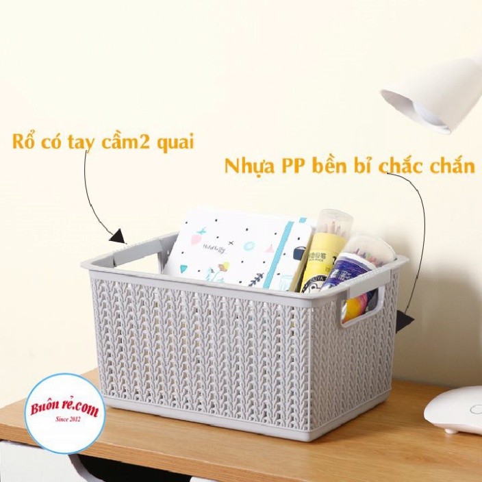 Rổ đan mây đựng đồ đa năng 3 size nhựa Việt Nhật (3415), Giỏ đựng quần áo, dụng cụ nhà bếp -br01262 Babee