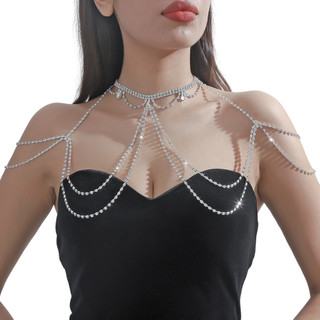 Kim cương giả Bikini Dây chuyền cơ thể sang trọng Sáng bóng Slim Belly Cross Body Chain
