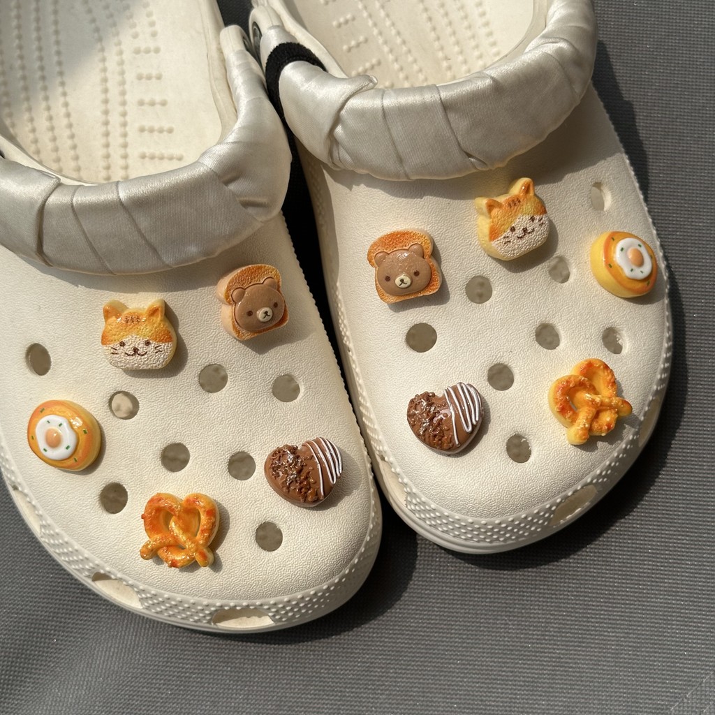 10 Chiếc Hoạt Hình Mèo Bánh Mì Trứng DIY Jibbitz Bộ Cho Crocs Nữ Giày ...