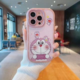 Ốp điện thoại Doremon đơn giản và phong cách cho iPhone 16 / 15 / 14 / 13 / 12 / X / 7 / 11 / Plus / pro Max Vỏ bảo vệ phồng mờ mềm bền chống rơi