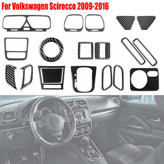 Dành Cho Xe Volkswagen Scirocco 2009-2016 Real Sợi Carbon Gear Dịch Chuyển Công Tắc Chiếu Sáng Bảng Điều Khiển Bên Trung Tâm Cửa Thoát Khí Miếng Dán
