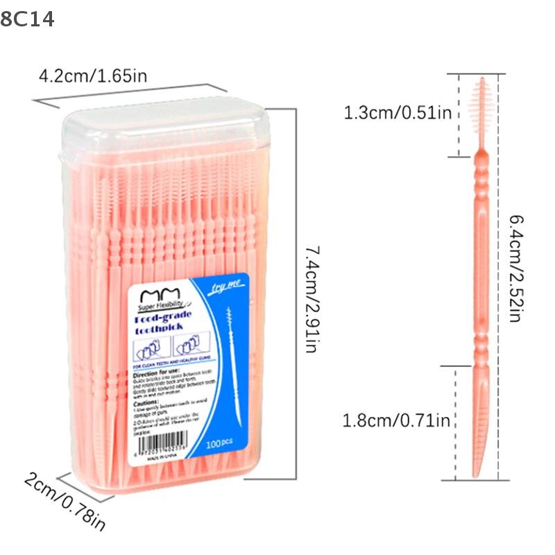 [8C14] Bộ 200 bàn chải kẽ hai lỗ chăm sóc răng miệng, tăm đánh bóng [8C]
