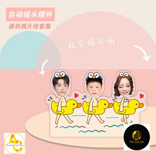 Standee Lắc Đầu Custom Ghép Mặt 3 Người In Theo Yêu Cầu Chibi Trang Trí Bàn Học Bàn Làm Việc