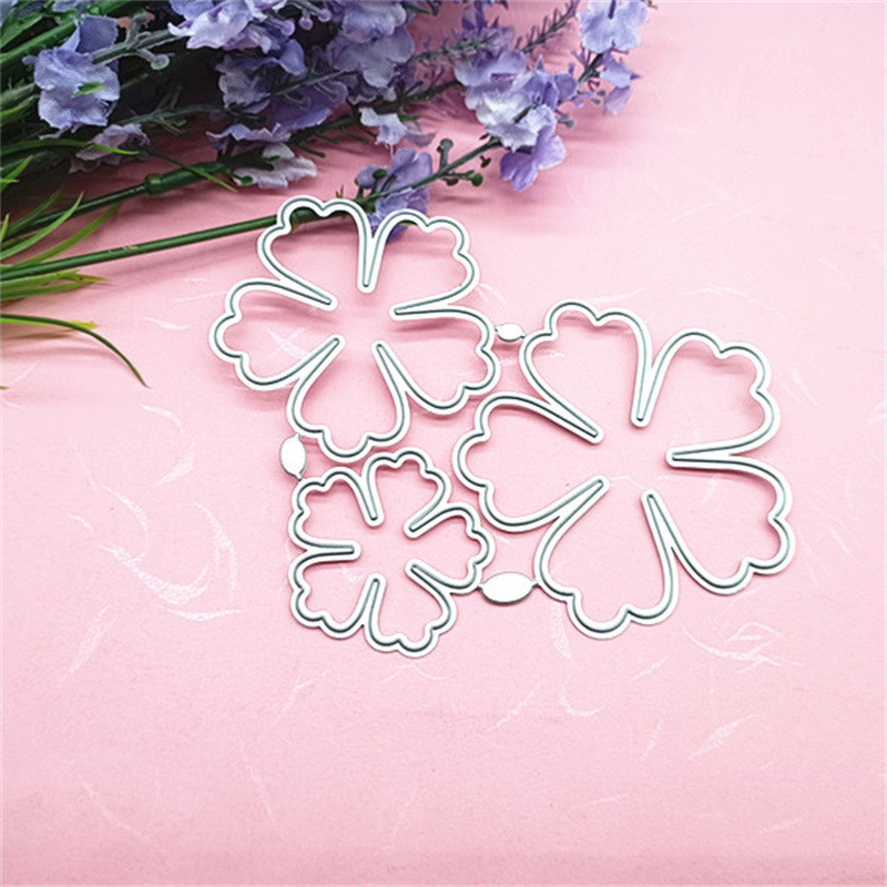 Ba Mảnh Cánh Hoa Cắt Kim Loại Chết Cắt Chết DIY Giấy Thủ Công Thép Carbon Dập Nổi Mẫu Hoa Bộ Trẻ Em Sổ Lưu Niệm Chết