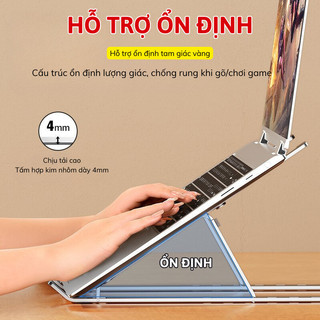 Giá Đỡ Máy Tính Laptop Gấp Gọn Bằng Nhôm Hợp Kim IKEA Baby, Kệ Đỡ Máy Tính Tản Nhiệt Điều Chỉnh 6 Cấp Độ Linh Hoạt