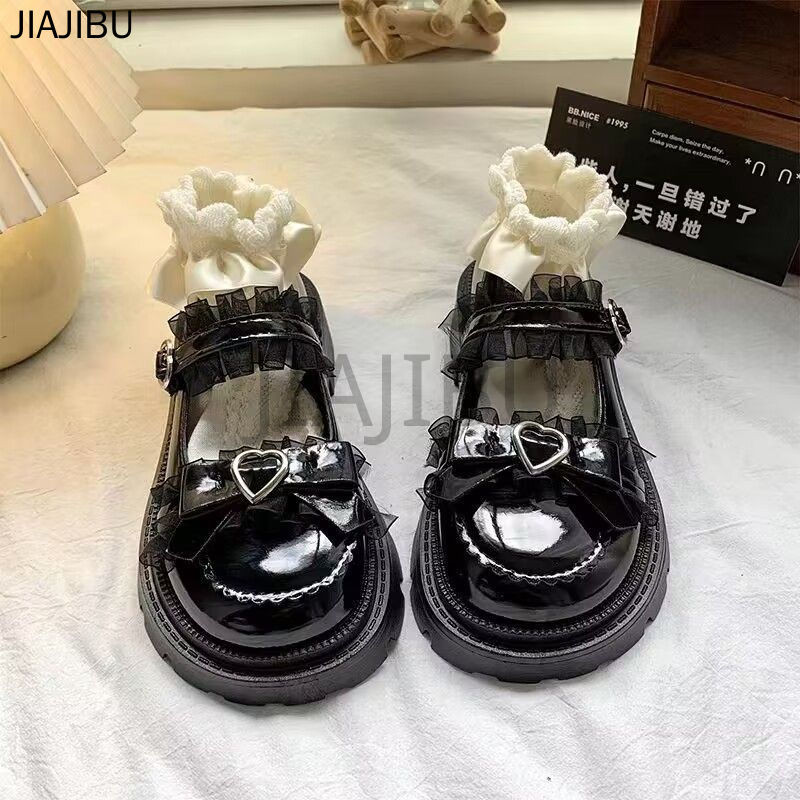 Size 34-46 Giày Lolita Nơ Đen JK Nhật Bản Giày Nữ Cỡ Lớn 45 Korean Fashion Platform Mary Jane Shoes 44 Giày Da Nhỏ Chống Trượt Phong Cách Anh Gót Dày Có Khóa Tình Yêu 43 Giày Đi Học Màu Đen 42 Giày Công Chúa Cosplay Kiểu Pháp Versatile Sweet Doll Shoes