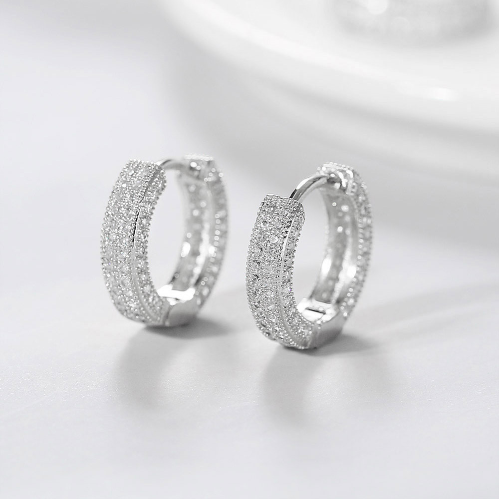 S925 Bạc Zircon Bông Tai Nam Hợp Thời Trang Đơn Giản Phù Hợp Với Ruffian Đẹp Trai Bông Tai Nam